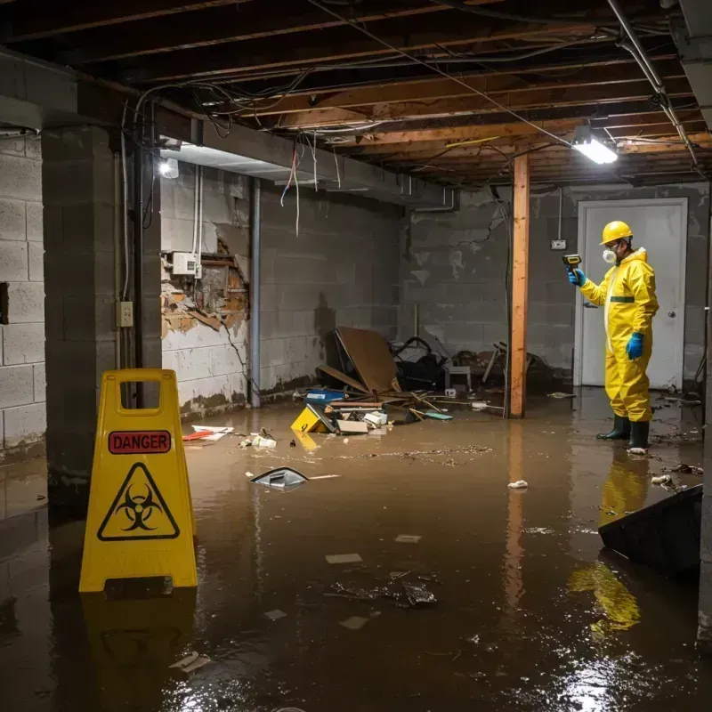 Flooded Basement Electrical Hazard in Gaston, NC Property